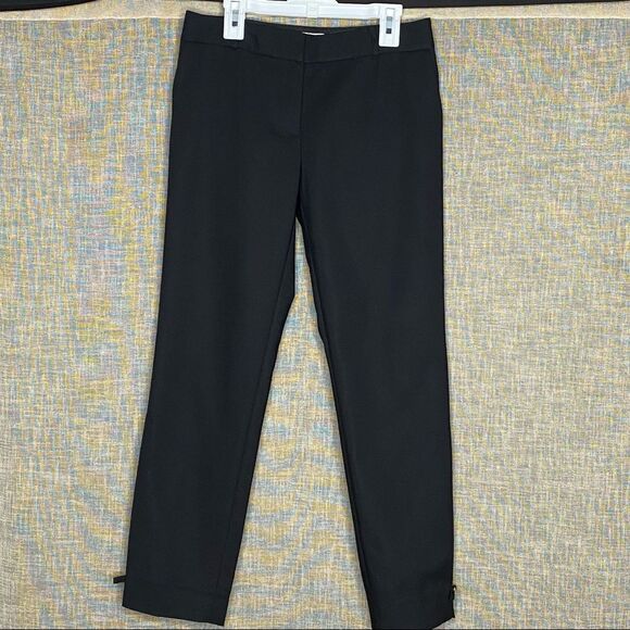 Kate Spade Jackie Dress Pants Bow Cuff Gold Stud Black Cropped Capri Size 00 - Picture 6 of 6